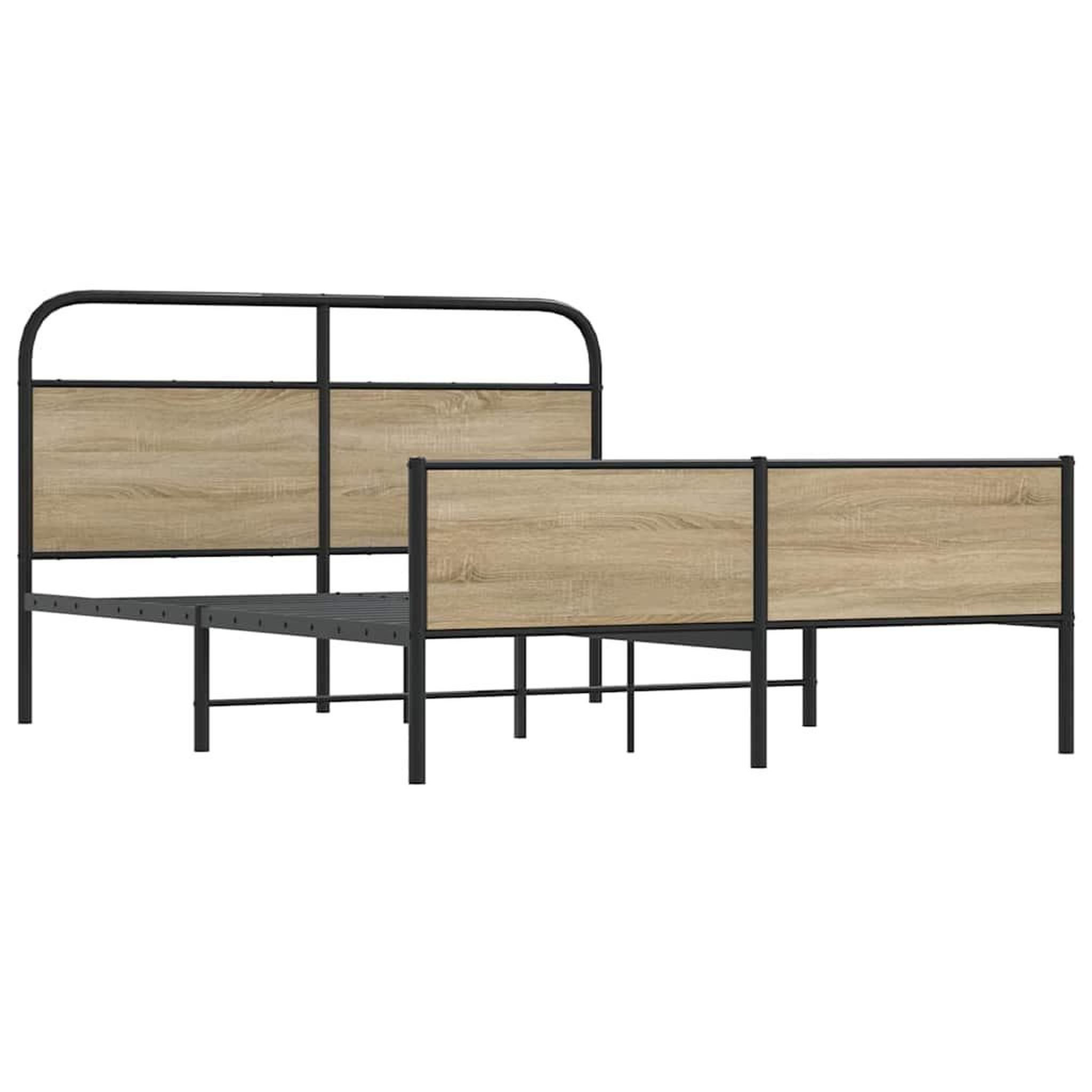 Voir la diapositive 3 : VIDAXL Cadre de lit en metal sans matelas chene fume 160x200 cm