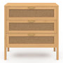 Voir la diapositive 3 : ID MARKET Commode 3 tiroirs EDHEN 80 cm cannage coloris bois