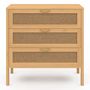 Voir la diapositive 3 : ID MARKET Commode 3 tiroirs EDHEN 80 cm cannage coloris bois