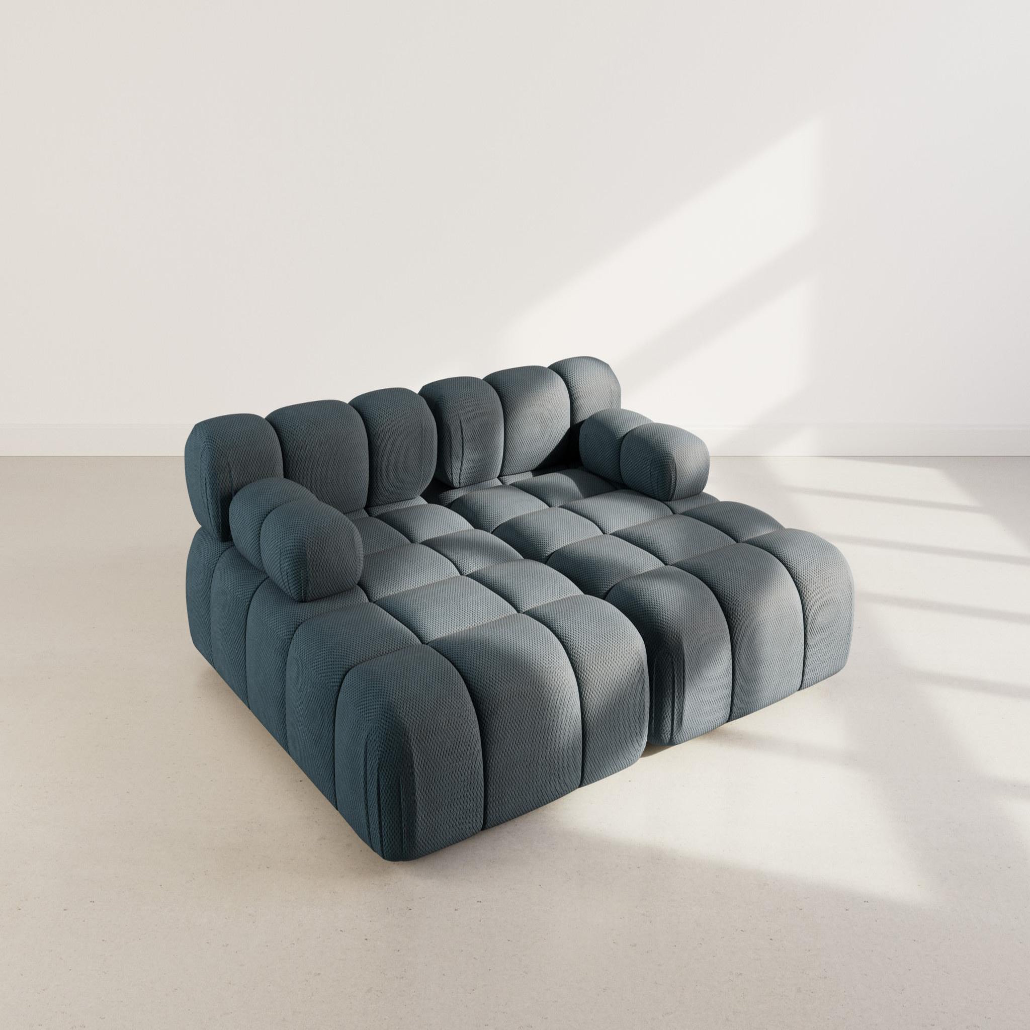 Voir la diapositive 3 : LISA DESIGN Ruby - canapé droit 4 places avec double méridienne - assise profonde - en velours texturé