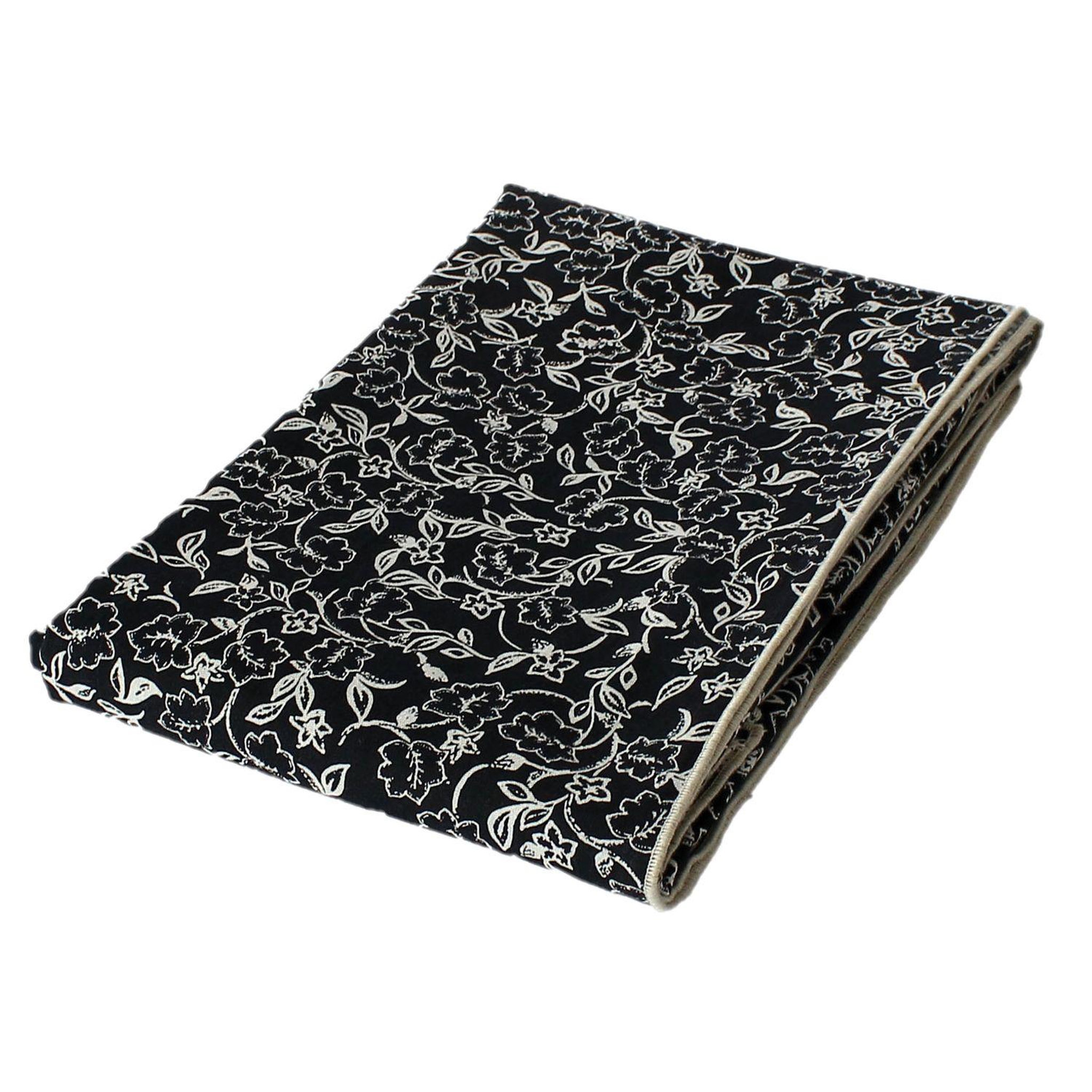 TOILINUX Nappe noire avec lignes écrues LINETTE - 140 x 240 cm