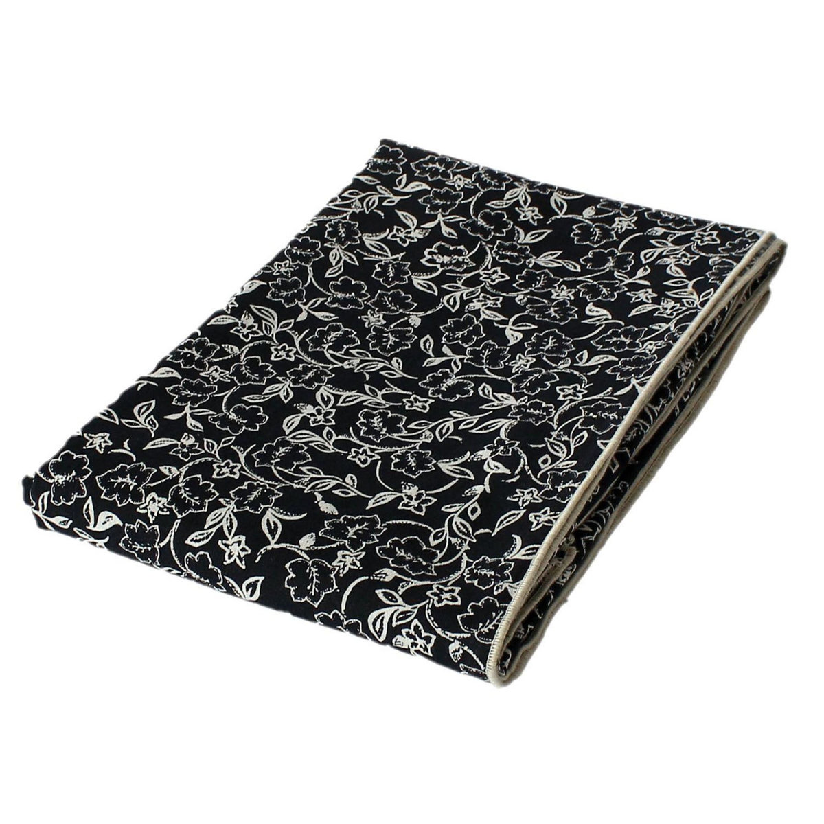 TOILINUX Nappe noire avec lignes écrues LINETTE - 140 x 240 cm