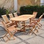 Voir la diapositive 3 : CONCEPT USINE Salon de jardin Teck massif 8 à 10 personnes - Table ovale + 6 chaises + 2 fauteuils KAJANG