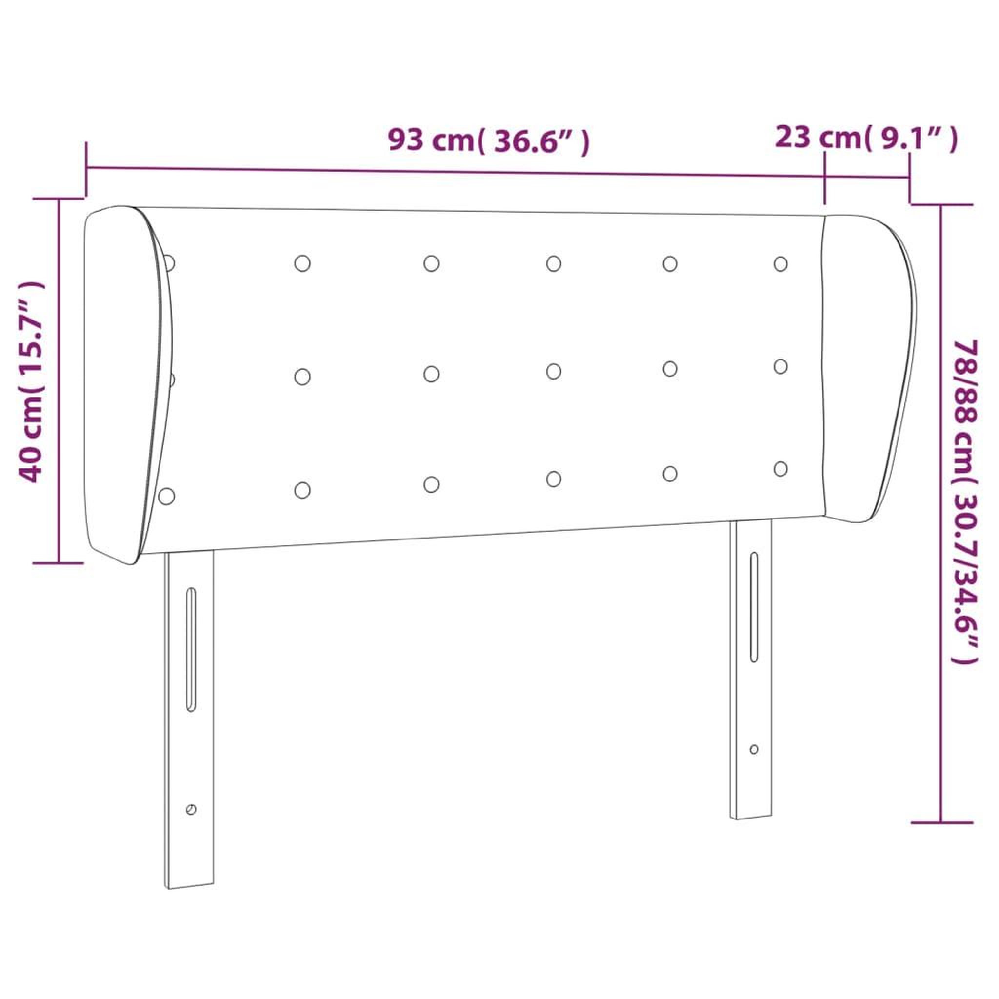 Voir la diapositive 6 : VIDAXL Tete de lit avec oreilles Creme 93x23x78/88 cm Tissu