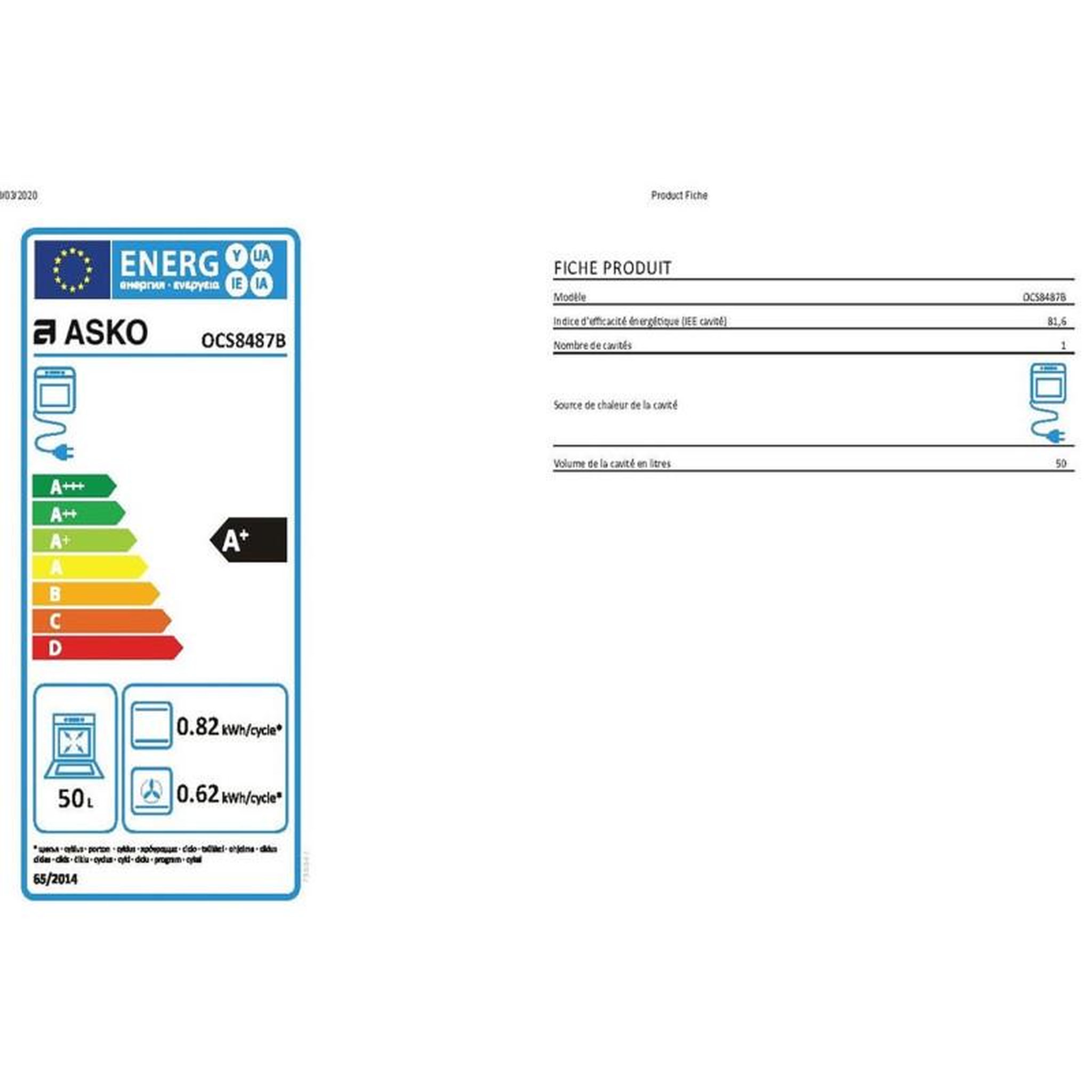Voir la diapositive 5 : ASKO Four encastrable convection naturelle – 59,5 cm – Asko 4821513