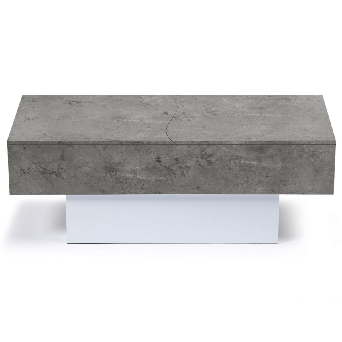 ID MARKET Table basse coulissante MARTA bois blanc et plateau effet béton