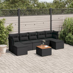 VIDAXL Salon de jardin 8 pcs avec coussins noir resine tressee