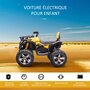 HOMCOM Voiture 4x4 quad buggy électrique enfant 12 V 5 Km/h max. effets lumineux sonores selle avec dossier porte-bagage avant métal PP jaune noir