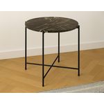 LISA DESIGN Ezaro - table basse ronde - 52 cm - plateau en marbre - pieds en acier. Coloris disponibles : Noir, Blanc