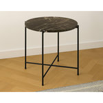 LISA DESIGN Ezaro - table basse ronde - 52 cm - plateau en marbre - pieds en acier. Coloris disponibles : Marron, Noir, Blanc