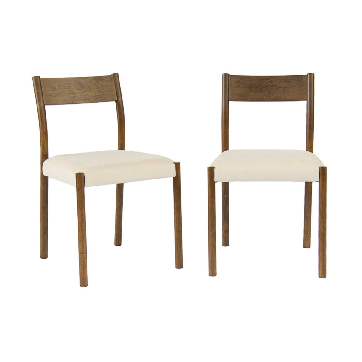 SWEEEK Lot de 2 chaises bohème bois d'hévéa noyer et tissu. L 49.5 x P 53 x H 82cm - ELLA