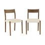 Voir la diapositive 1 : SWEEEK Lot de 2 chaises bohème bois d'hévéa noyer et tissu. L 49.5 x P 53 x H 82cm - ELLA