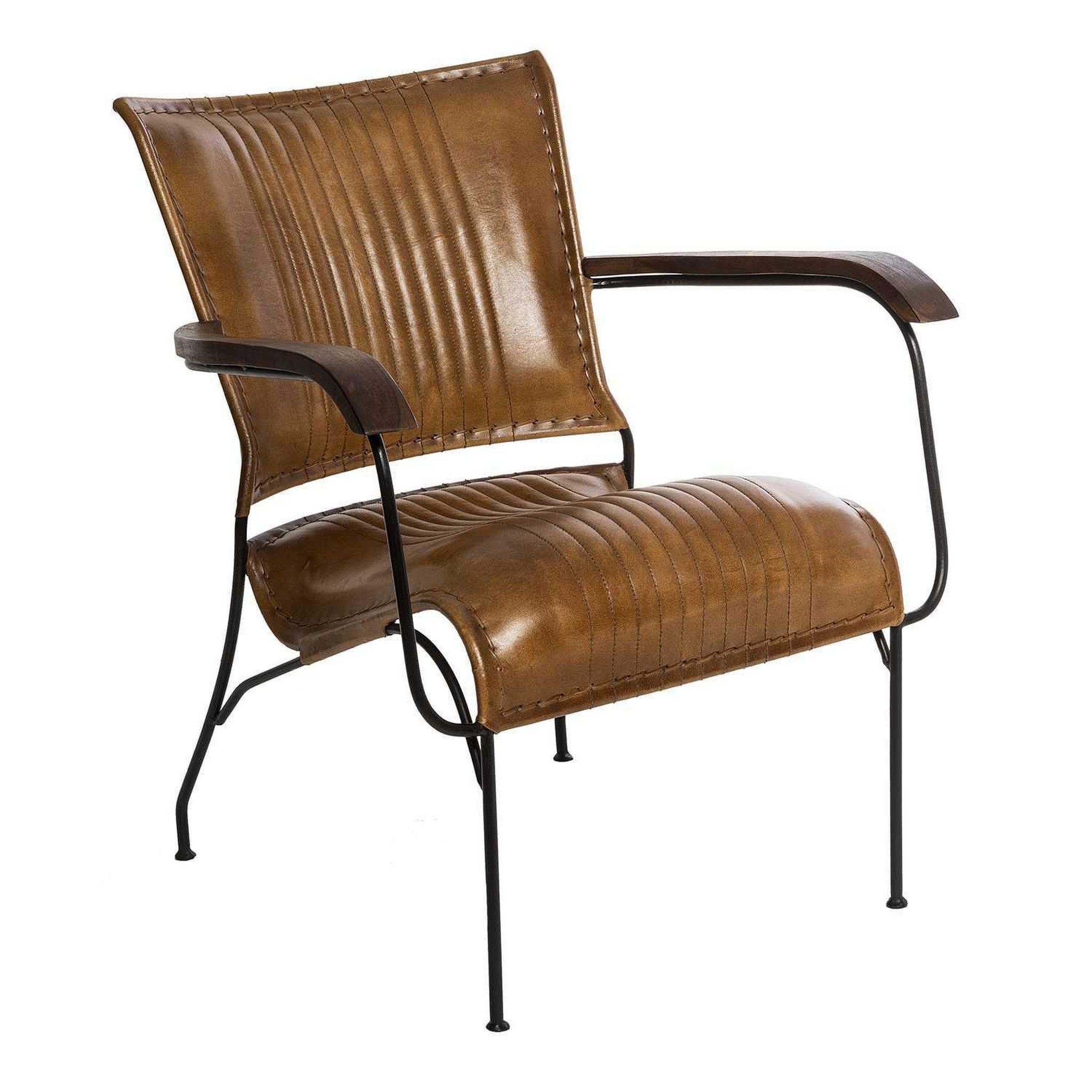 ATMOSPHERA Fauteuil vintage en cuir - marron
