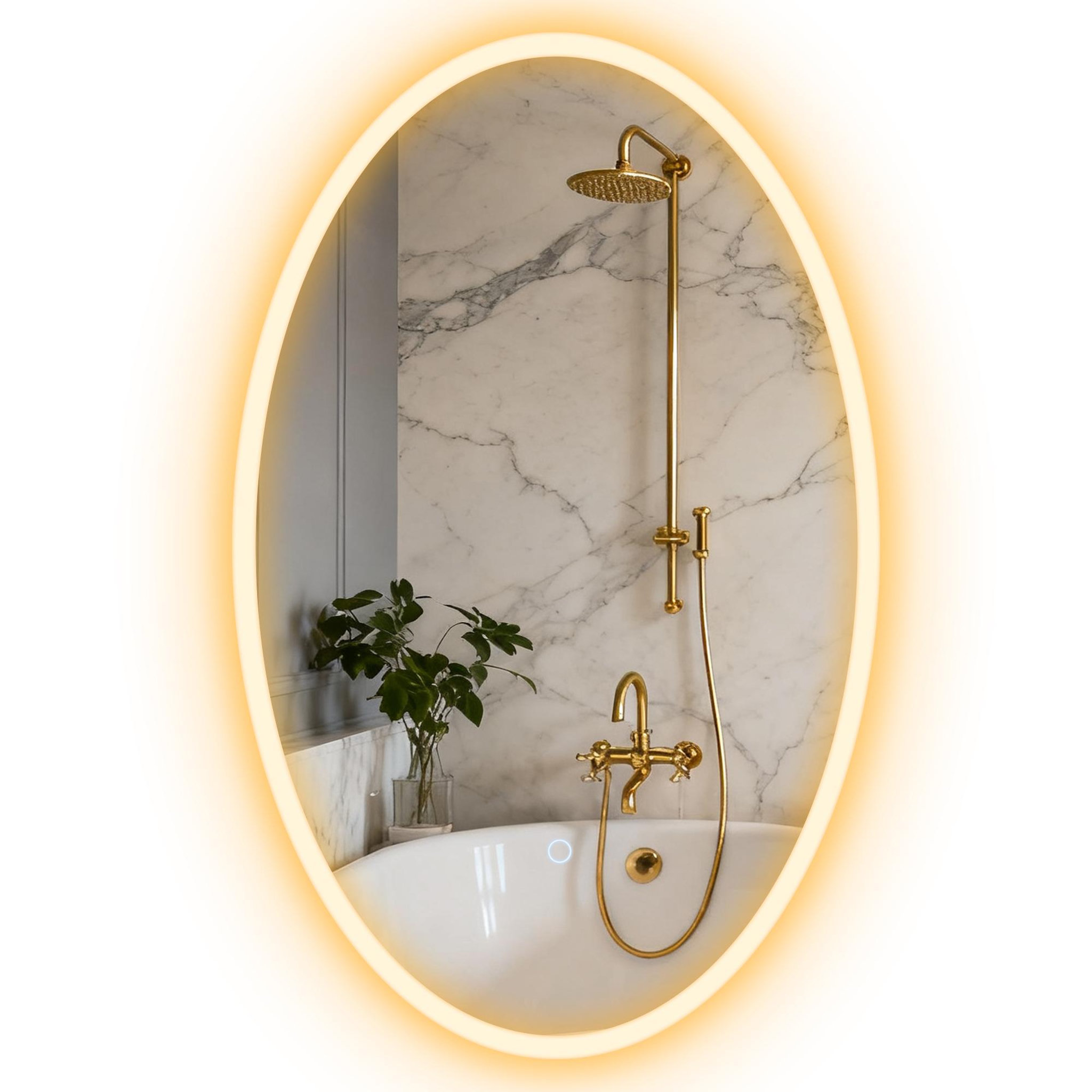 HOMCOM Miroir salle de bain led design ovale 50 x 80 cm anti-buée dimmable tactile réglable verre trempé