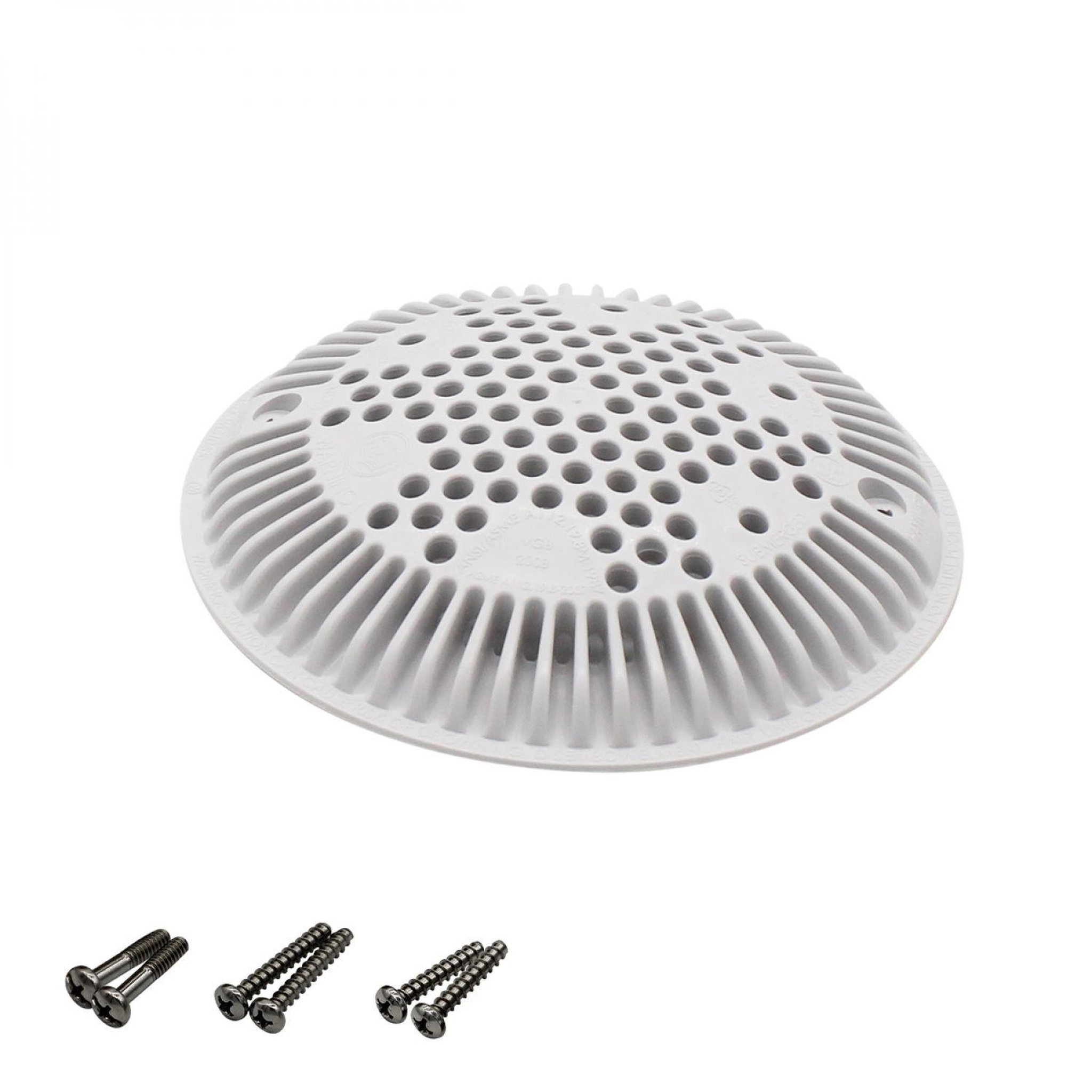 Hayward Grille bonde de fond ronde bombée avec vis pour piscine - Diam 19,5 cm - Blanc - WGX1048E