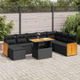 Voir la diapositive 1 : VIDAXL Salon de jardin avec coussins 9 pcs noir resine tressee acacia