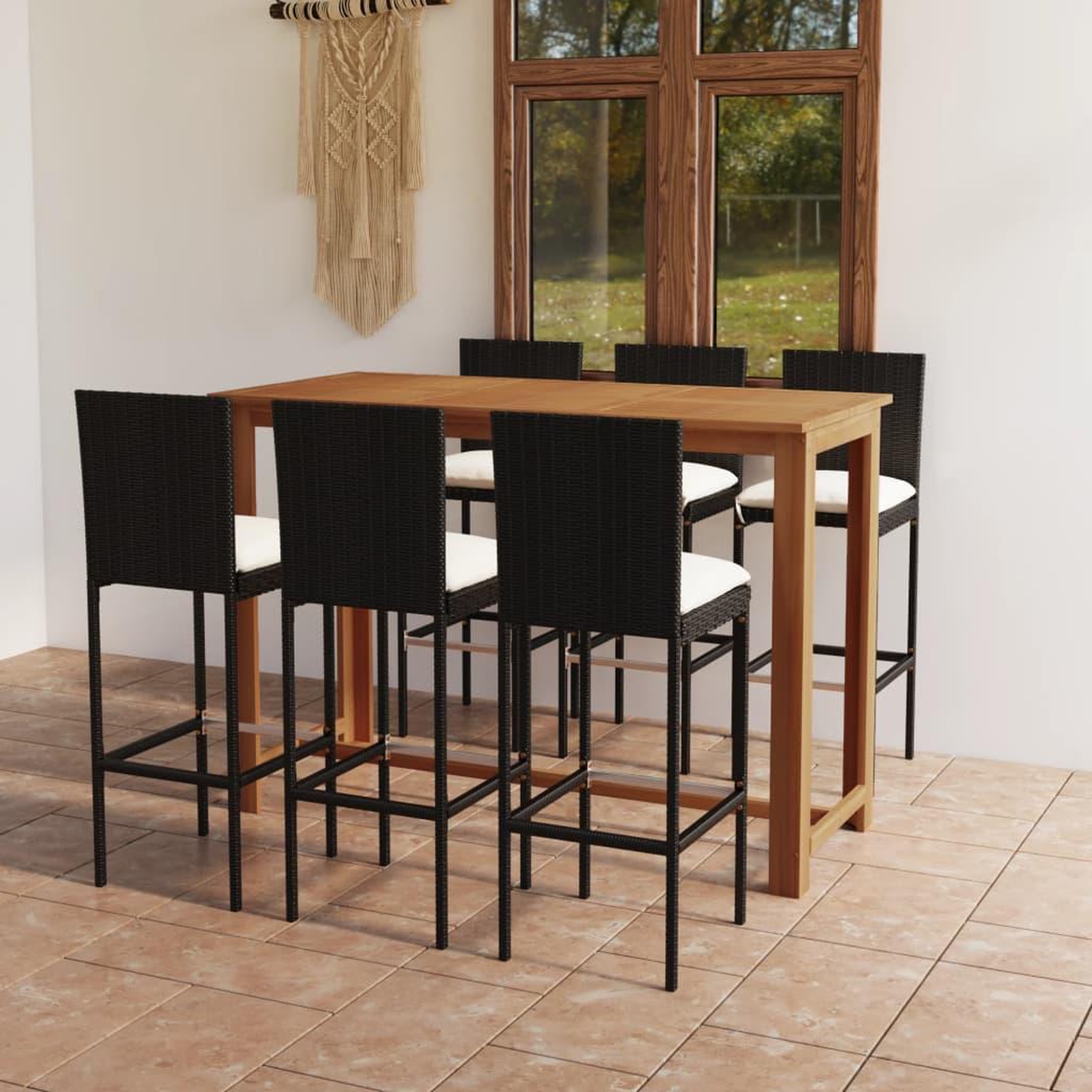 Voir la diapositive 1 : VIDAXL Ensemble de bar de jardin avec coussins 7 pcs Noir