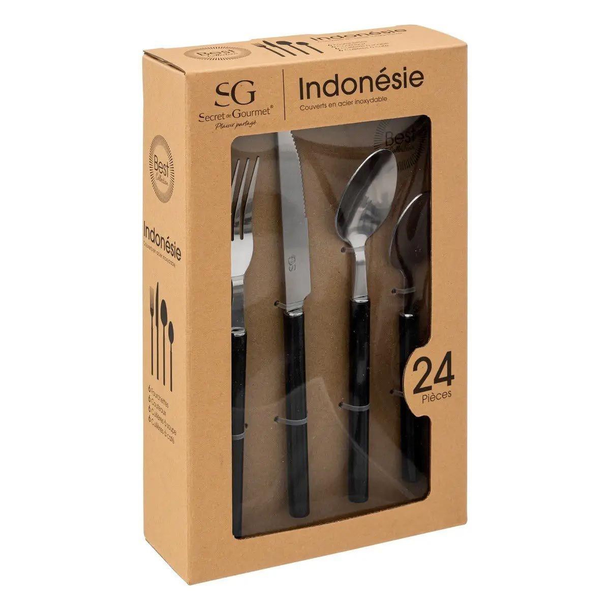 Voir la diapositive 6 : SECRET DE GOURMET Ménagère 24 pièces  indonésie  27cm noir