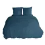 COTE DECO Parure de lit - 100% microfibre lavée - 220 x 240 cm - Bleu nuit