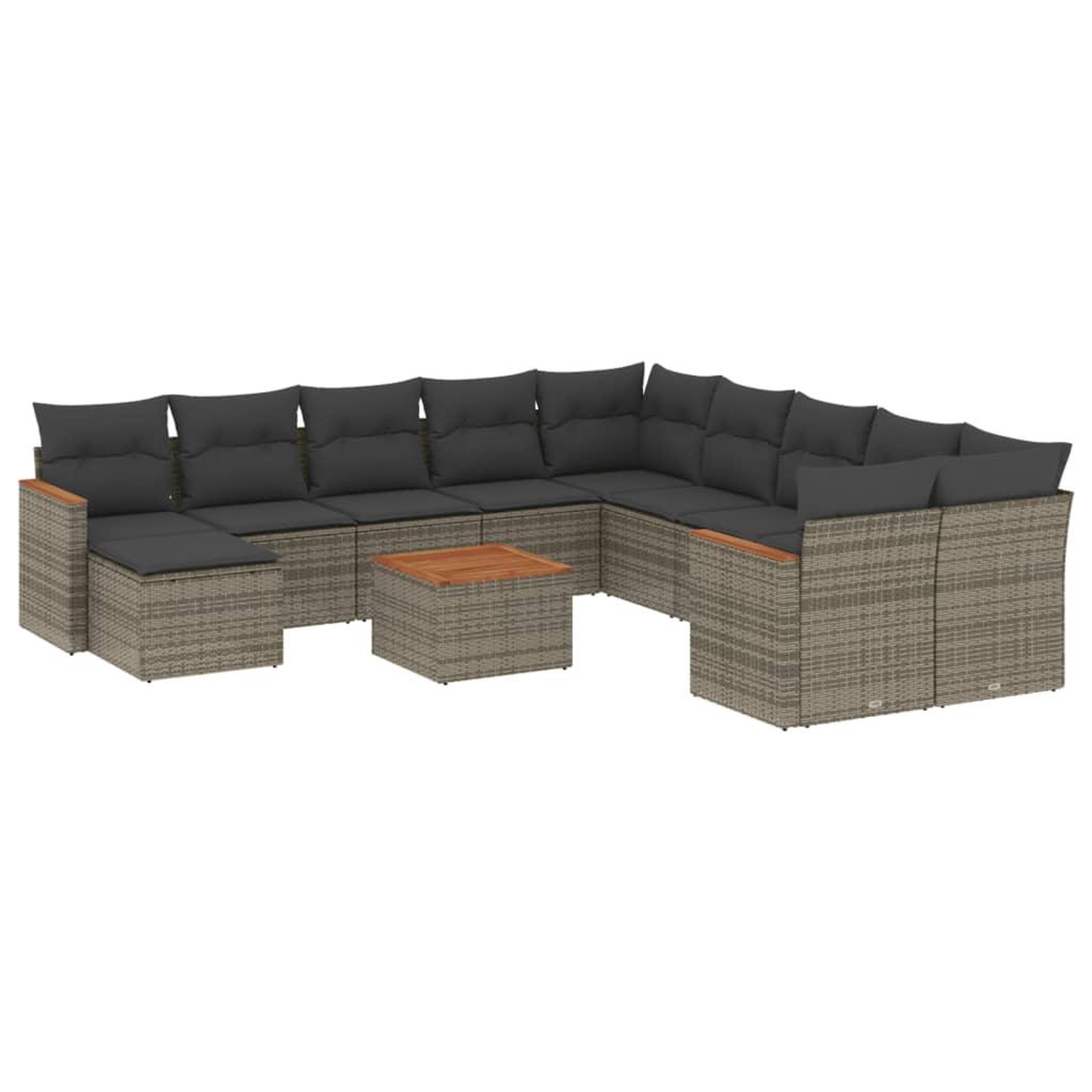 Voir la diapositive 2 : VIDAXL Salon de jardin avec coussins 12 pcs gris resine tressee