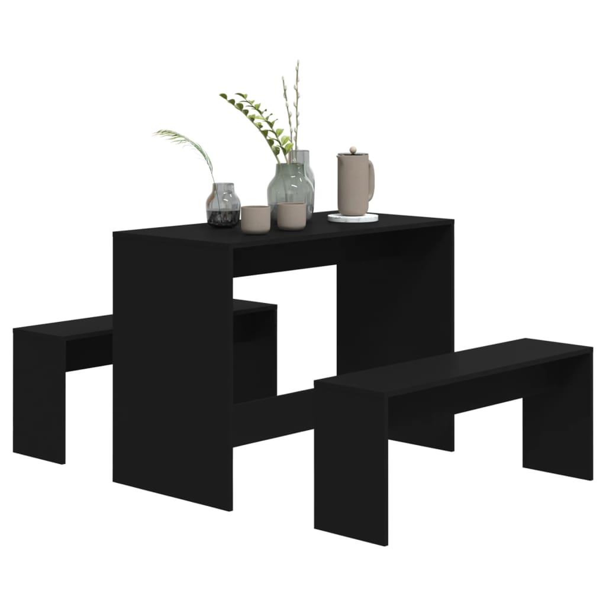 Voir la diapositive 4 : VIDAXL Ensemble a manger 3 pcs Noir Bois d'ingenierie