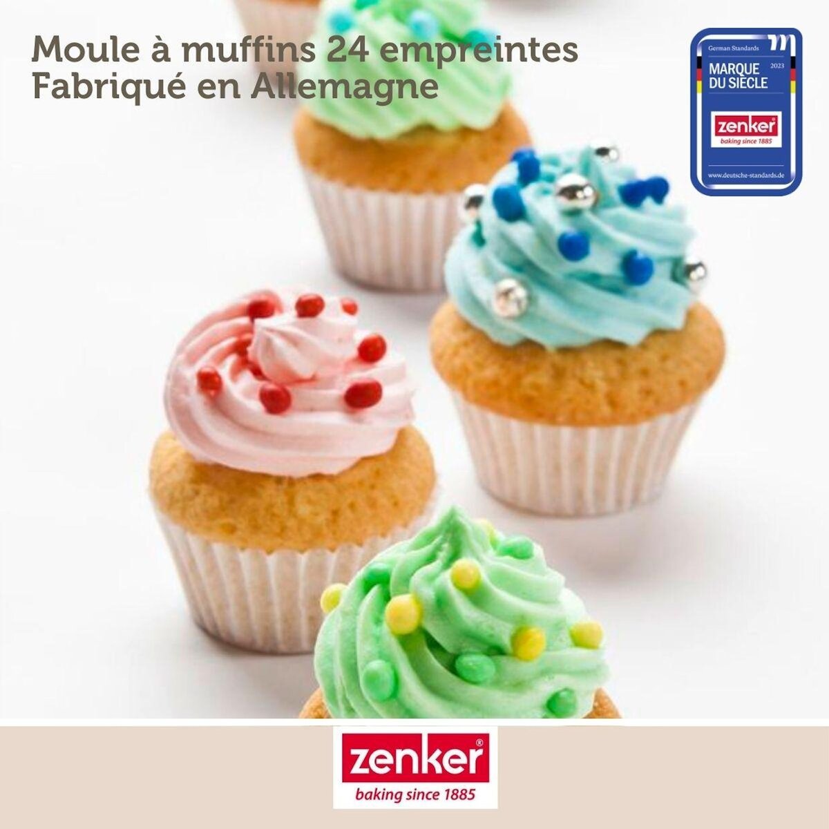 ZENKER Set pâtisserie avec moule à muffins 24 empreintes 38 x 26 cm, 2 bols à mixer, verre mesureur et spatule Zenker