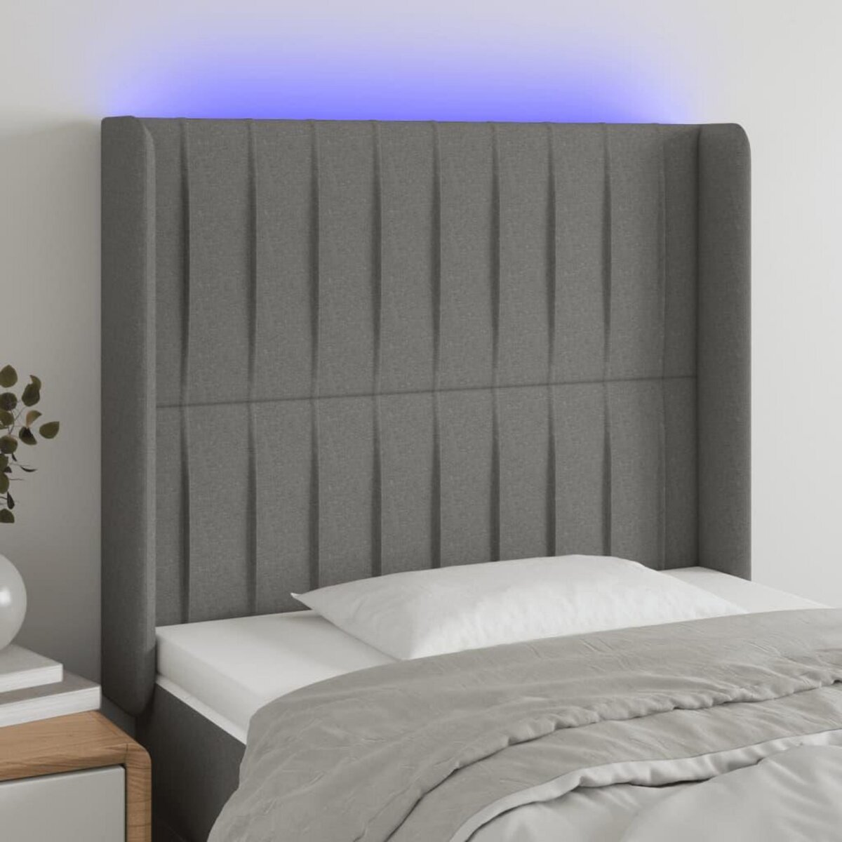 VIDAXL Tete de lit a LED Gris fonce 103x16x118/128 cm Tissu