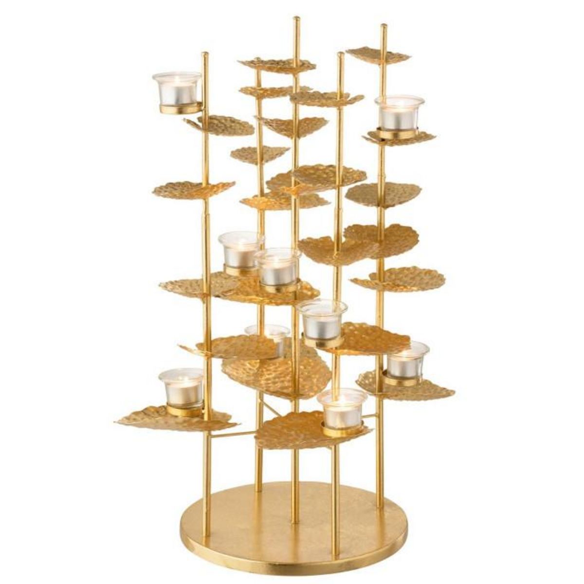 Paris Prix Photophore Design  Fleur Aluminium  64cm Or