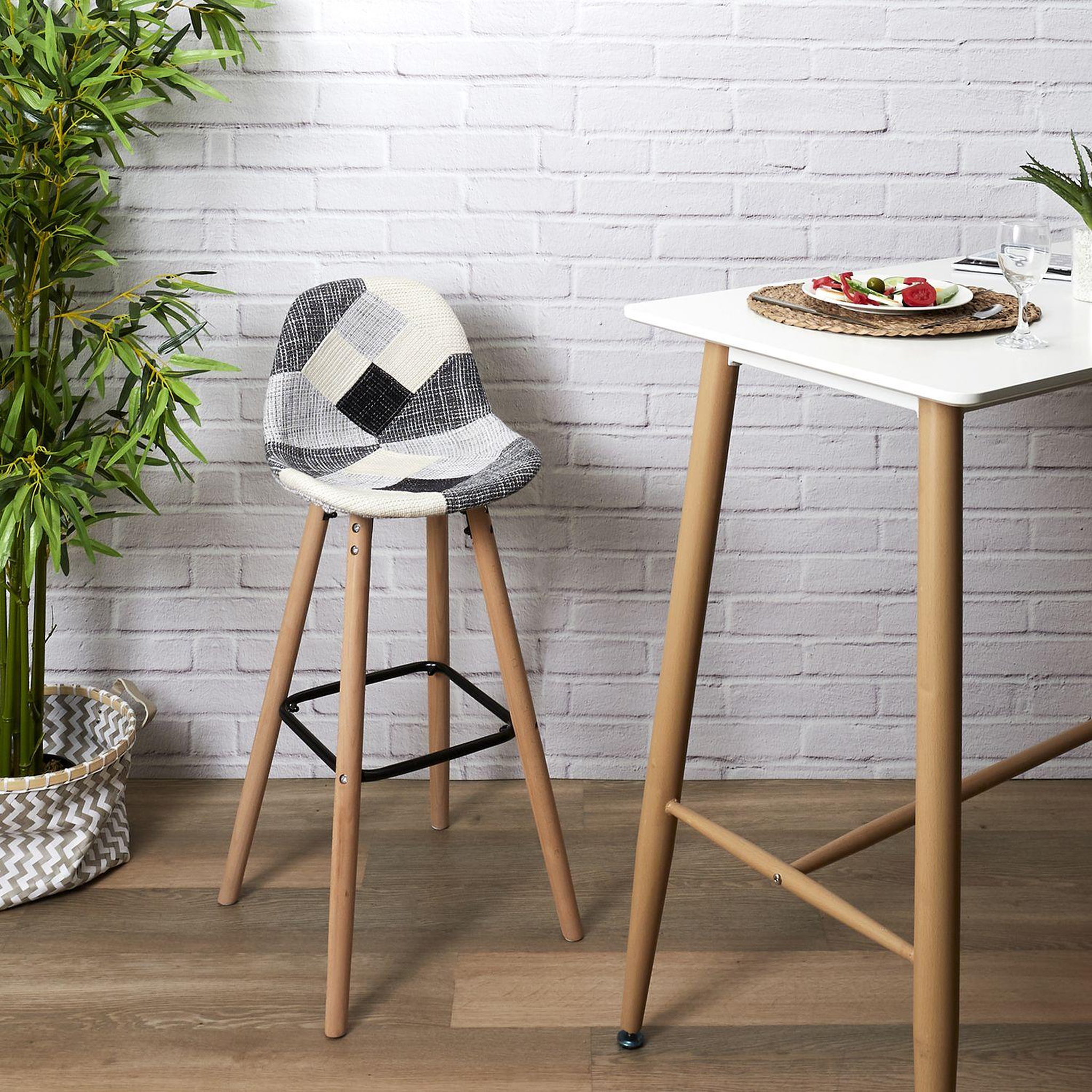 Voir la diapositive 2 : TOILINUX Lot de 2 tabourets de bar patchwork