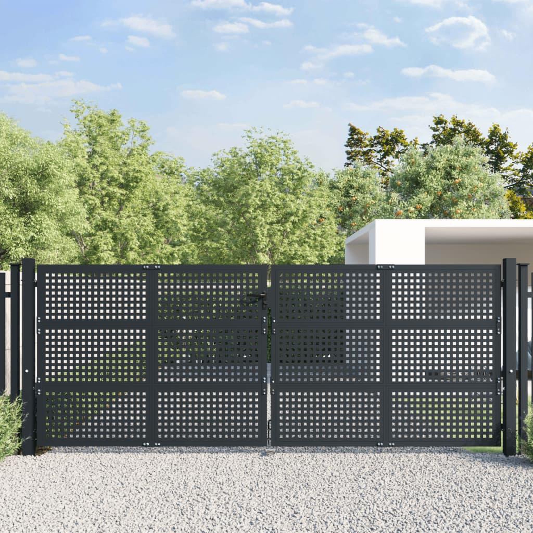 VIDAXL Portail de jardin anthracite 400x150 cm acier