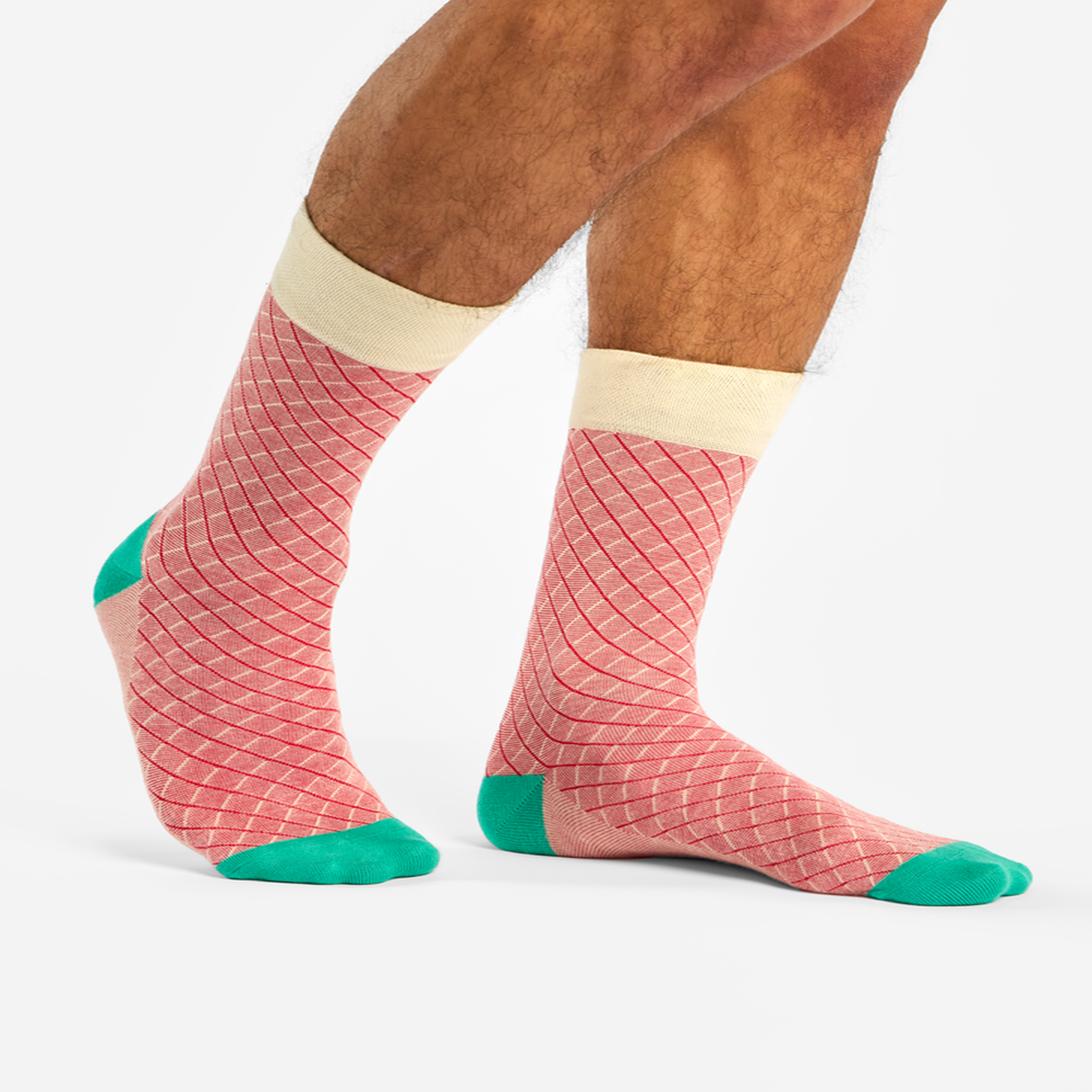 Voir la diapositive 4 : DEDOLES Chaussettes bambou jacquard turquoise et rouge