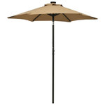 VIDAXL Parasol de jardin avec lumieres LED taupe 200x211 cm aluminium