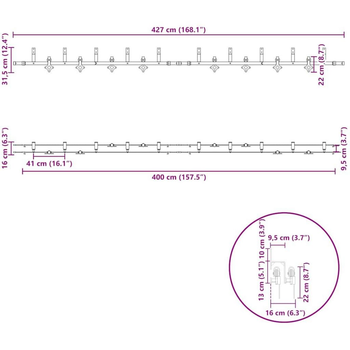 VIDAXL Kit de quincaillerie de porte coulissante 427 cm acier noir