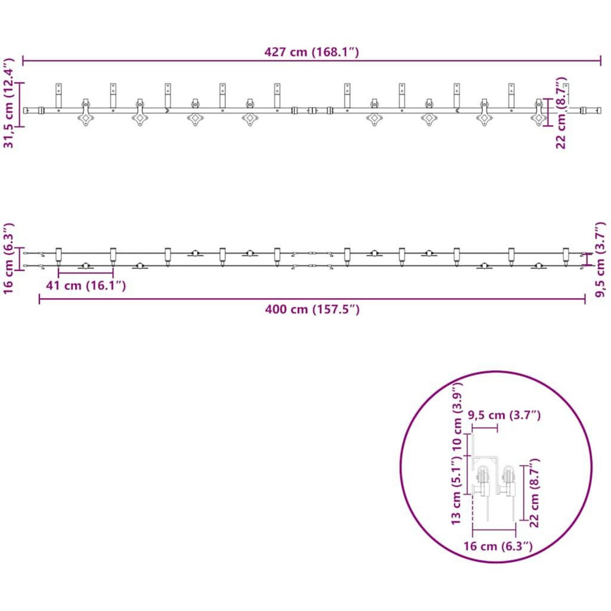 VIDAXL Kit de quincaillerie de porte coulissante 427 cm acier noir