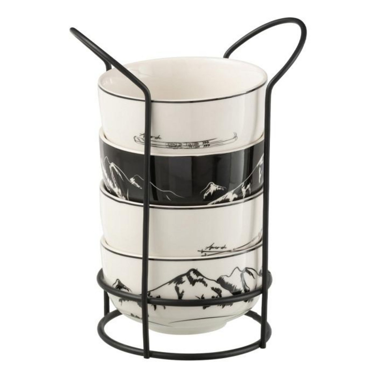 Paris Prix Lot de 4 Bols Avec Socle  Après-Ski  11cm Blanc