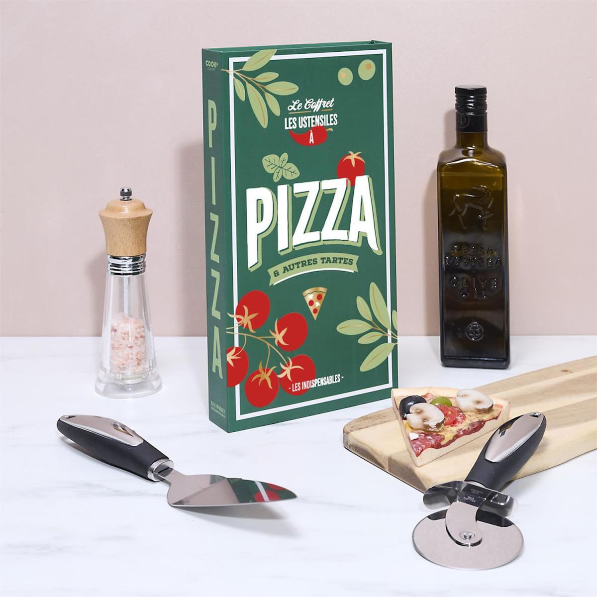 Paris Prix Coffret Ustensiles Pizza  Livre  32cm Vert