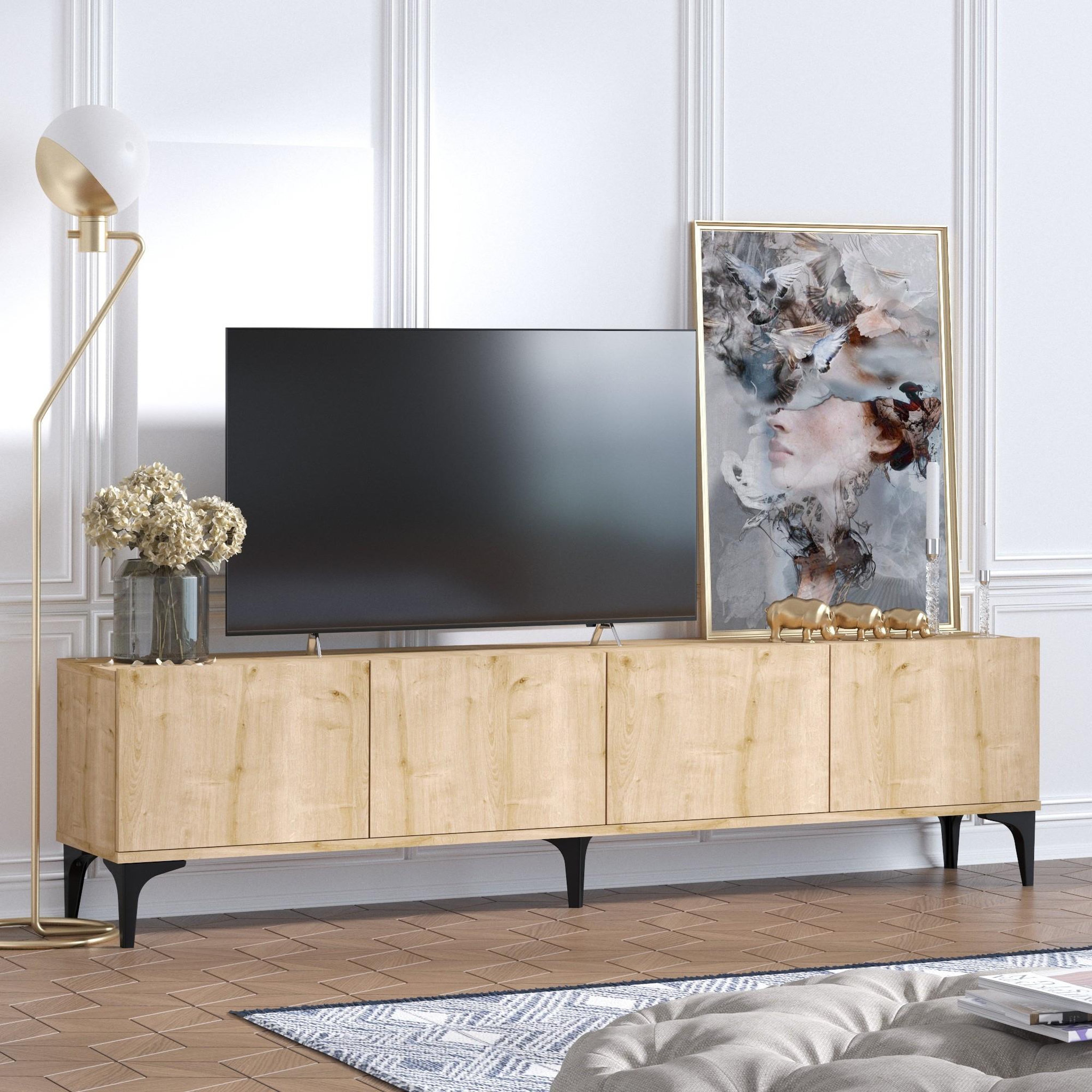Voir la diapositive 4 : Habitat et Jardin Meuble tv en bois  nora  - 180 x 35 x 50 cm - chêne saphir