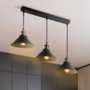 Voir la diapositive 2 : ID MARKET Suspension 3 lampes industrielles vintage en métal noir