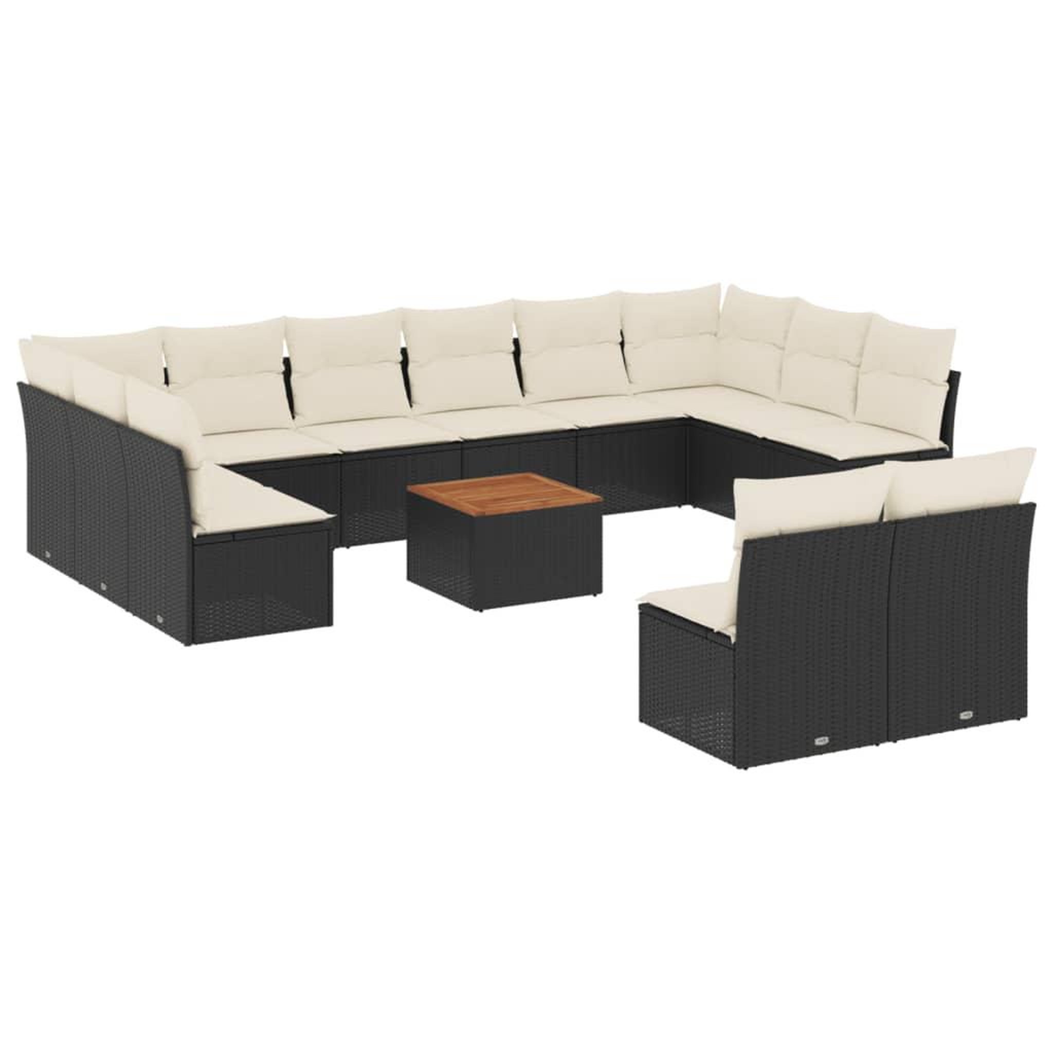 Voir la diapositive 2 : VIDAXL Salon de jardin avec coussins 13 pcs noir resine tressee