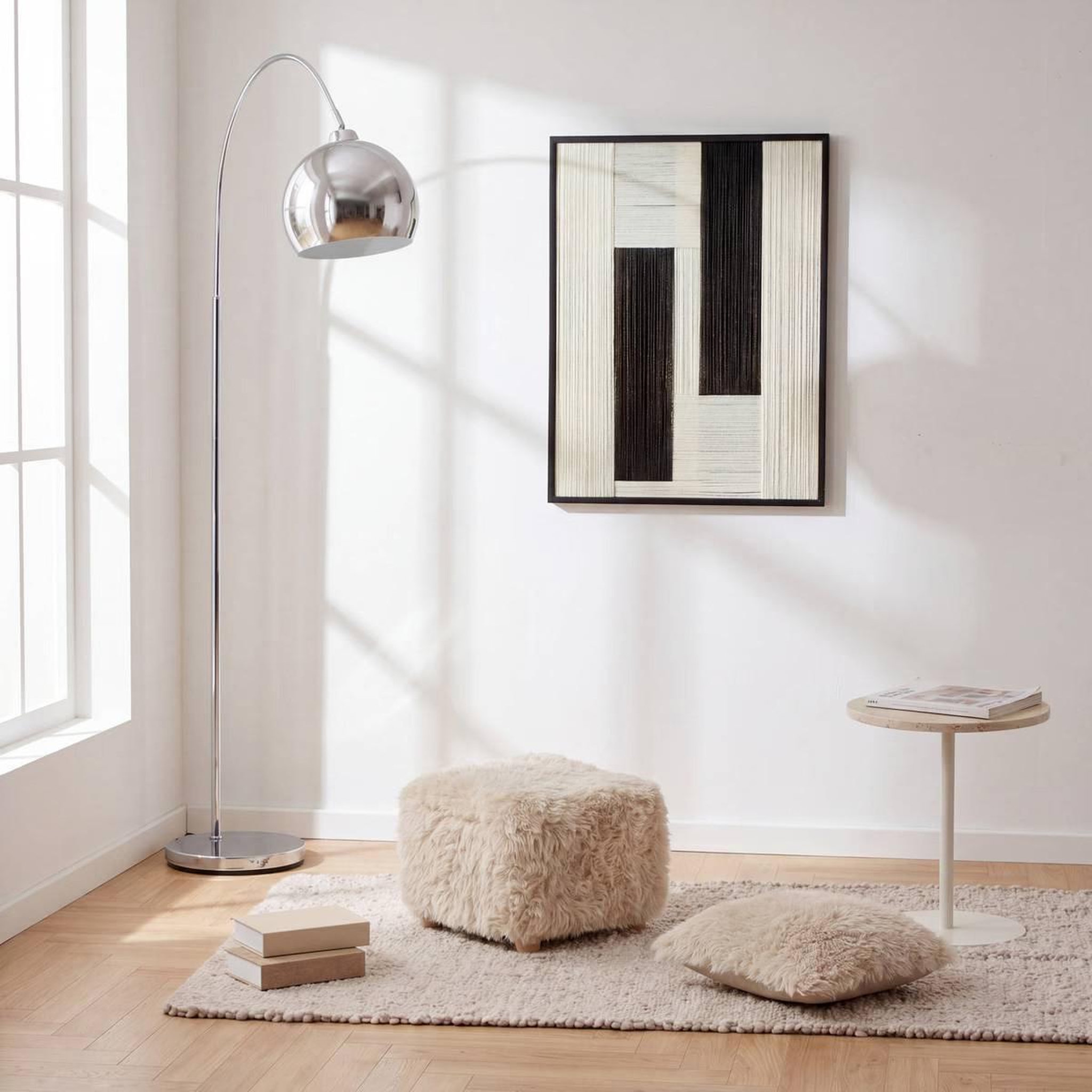 Voir la diapositive 3 : ATMOSPHERA Tabouret d'Appoint Carré  Duvia  40cm Beige Lin