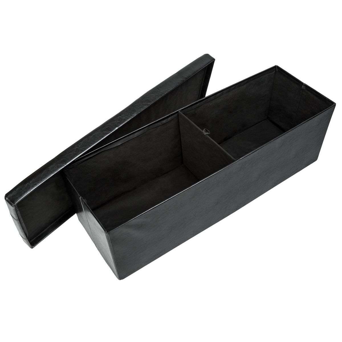 tectake Tabouret avec espace de rangement pliable noir