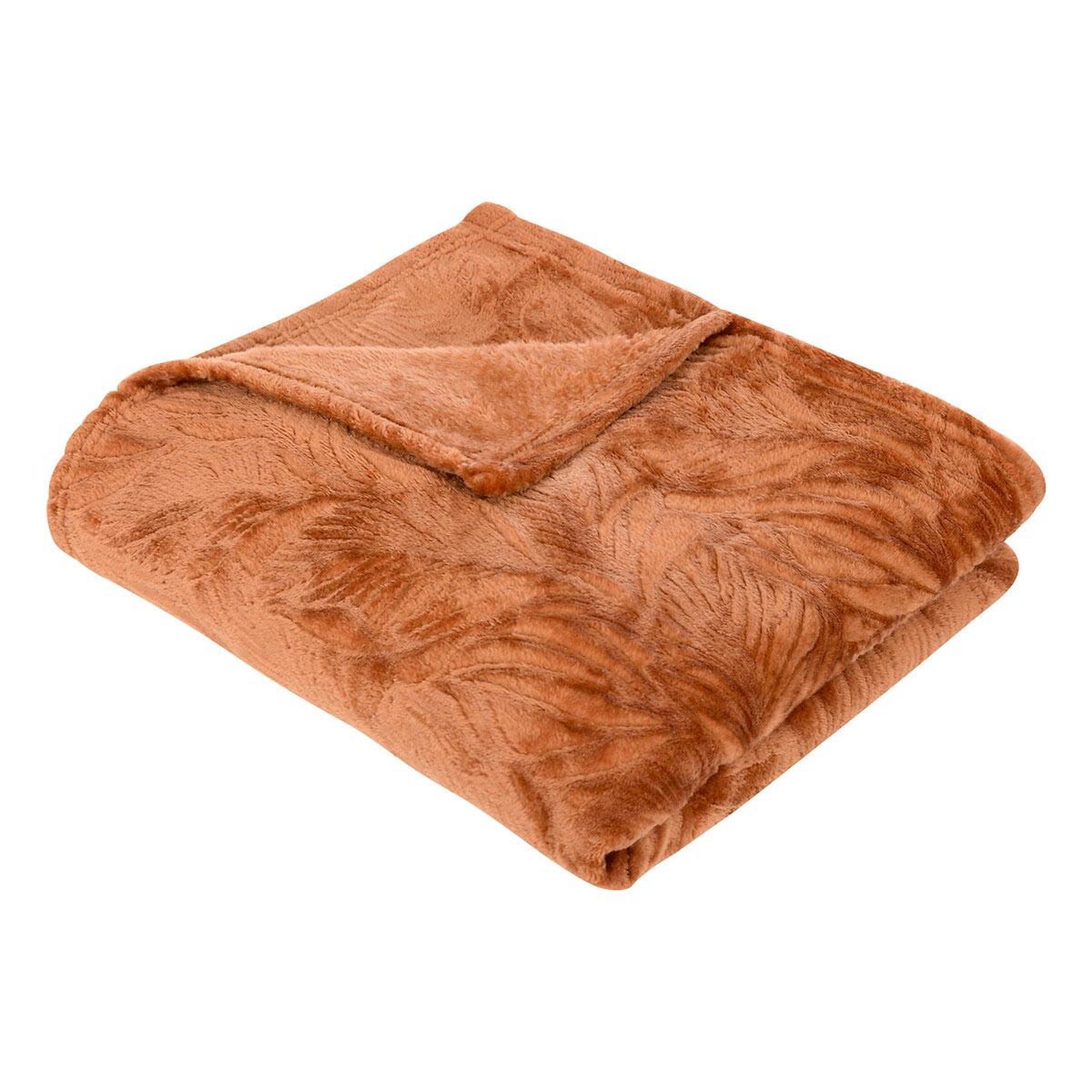 ATMOSPHERA Plaid déco flanelle  ryo  125x150cm terracotta