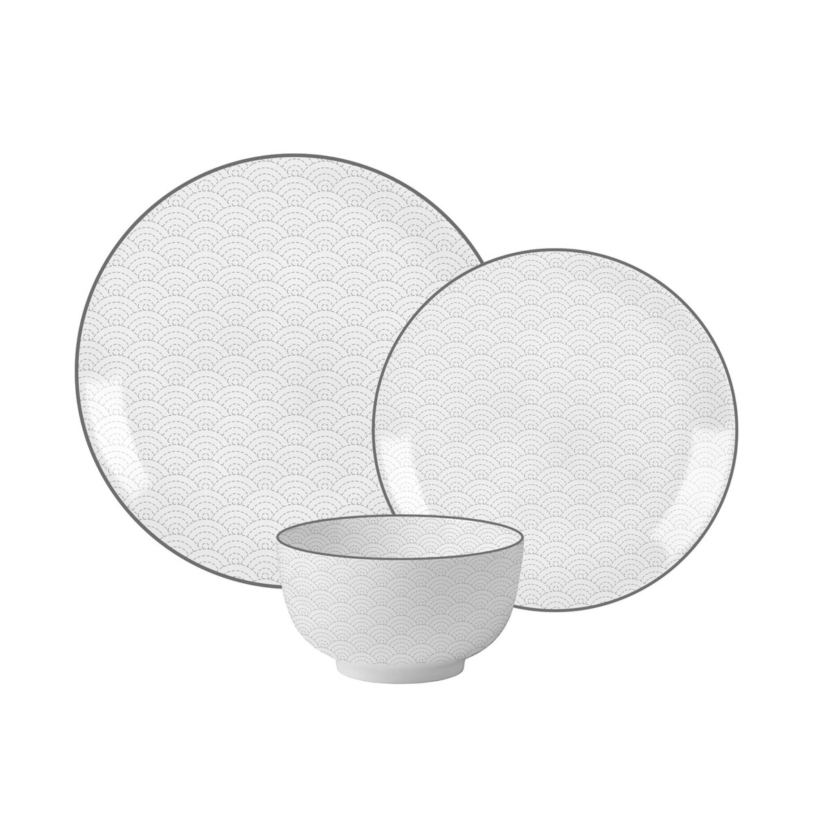 Service 18 pièces en céramique gris OLGA