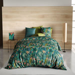 ATELIER DU COTON Parure housse de couette 2pcs 100%coton 57fils zania. Coloris disponibles : Vert