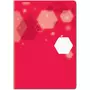 AUCHAN Cahier piqué polypro 24x32cm 96 pages grands carreaux Seyes rouge motifs hexagones