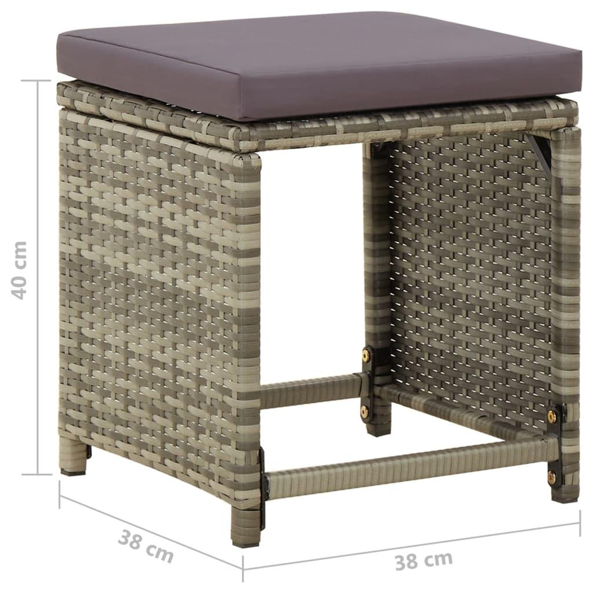 Voir la diapositive 6 : VIDAXL Tabourets de jardin lot de 4 avec coussins Resine tressee Gris