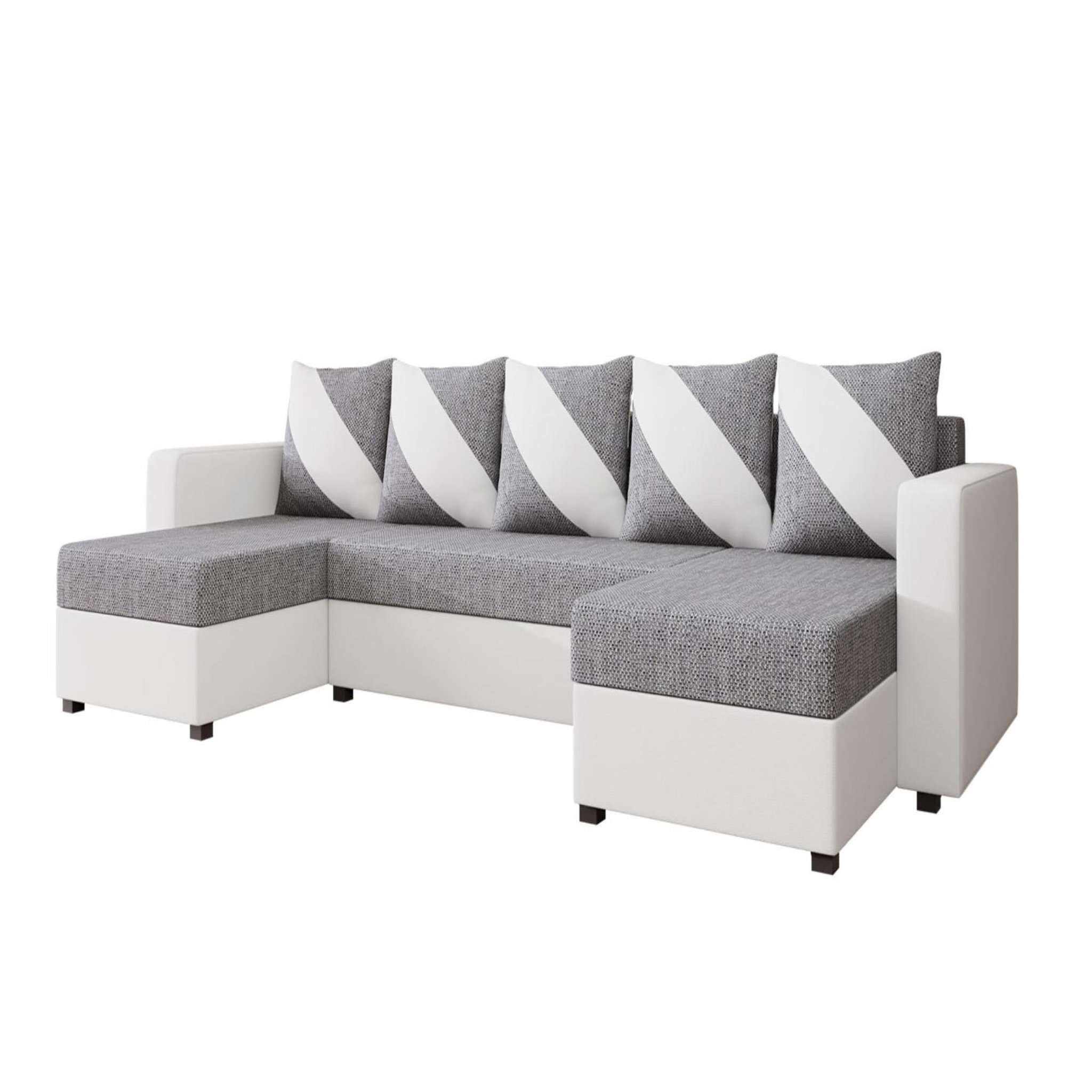 Voir la diapositive 1 : BEST MOBILIER Romy - canapé panoramique en u - 7 places - convertible avec coffre - en tissu et pu