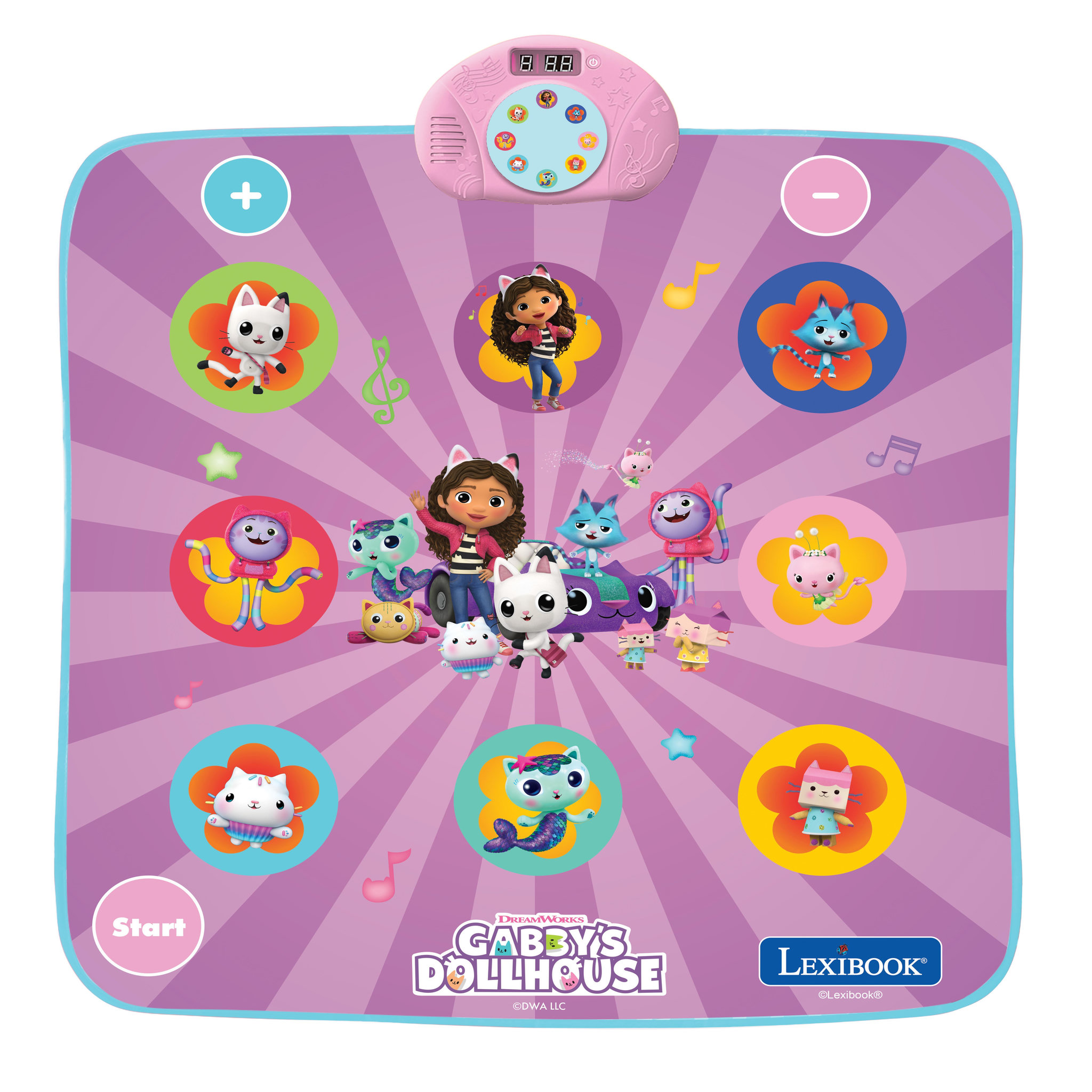 Lexibook Tapis de danse électronique Bluetooth et lumineux Gabby et la maison magique