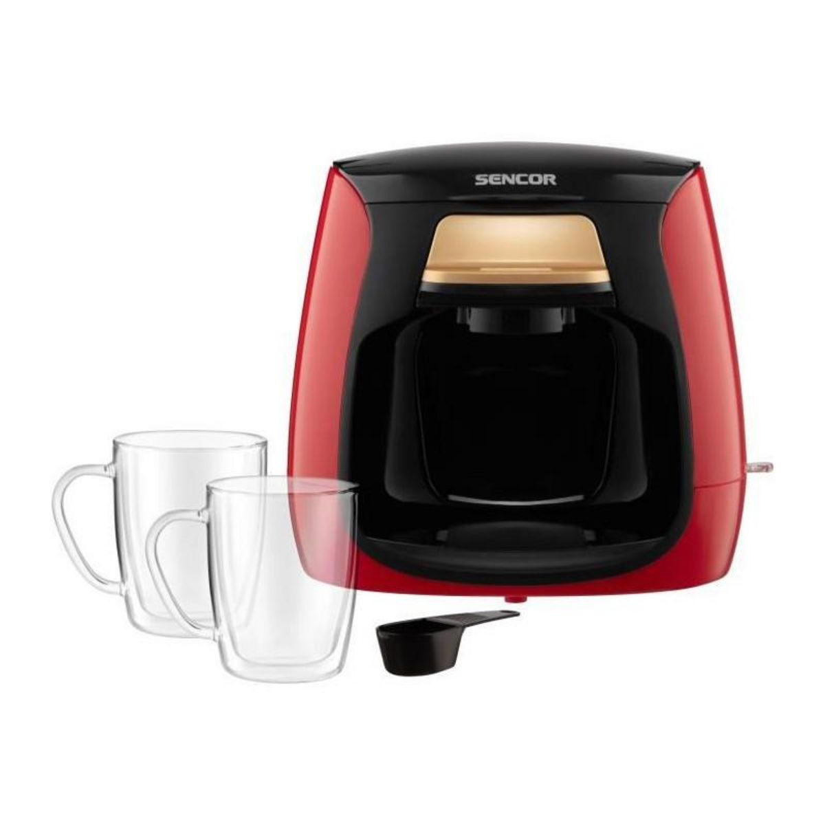 SENCO Machine a café - SENCOR - SCE 2101RD - 0,3 L - 500 W - 2 tasses incluses - Rouge