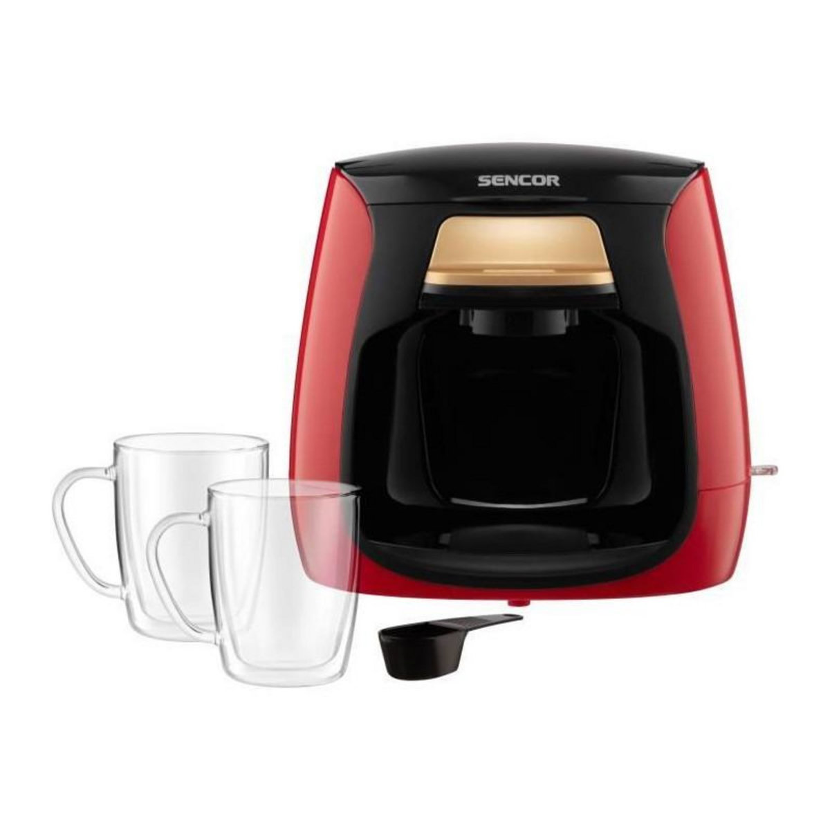 SENCO Machine a café - SENCOR - SCE 2101RD - 0,3 L - 500 W - 2 tasses incluses - Rouge